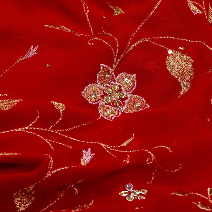 Kuberan Red Georgette Saree