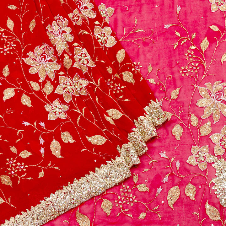 Kuberan Red Georgette Saree