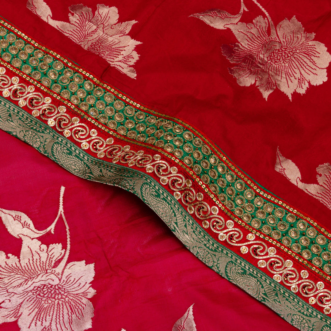 Kuberan Green Red Georgette saree