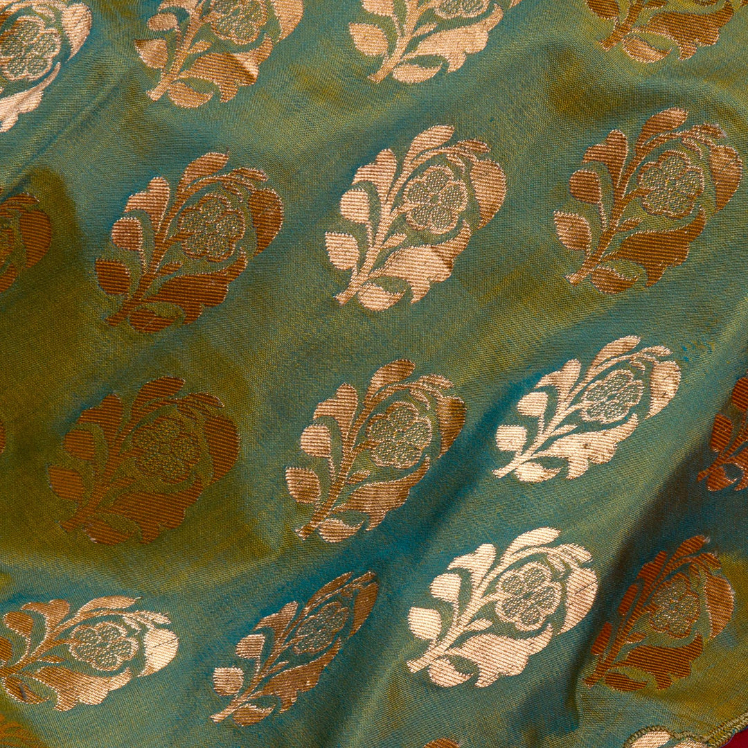 Kuberan Green Red Georgette saree