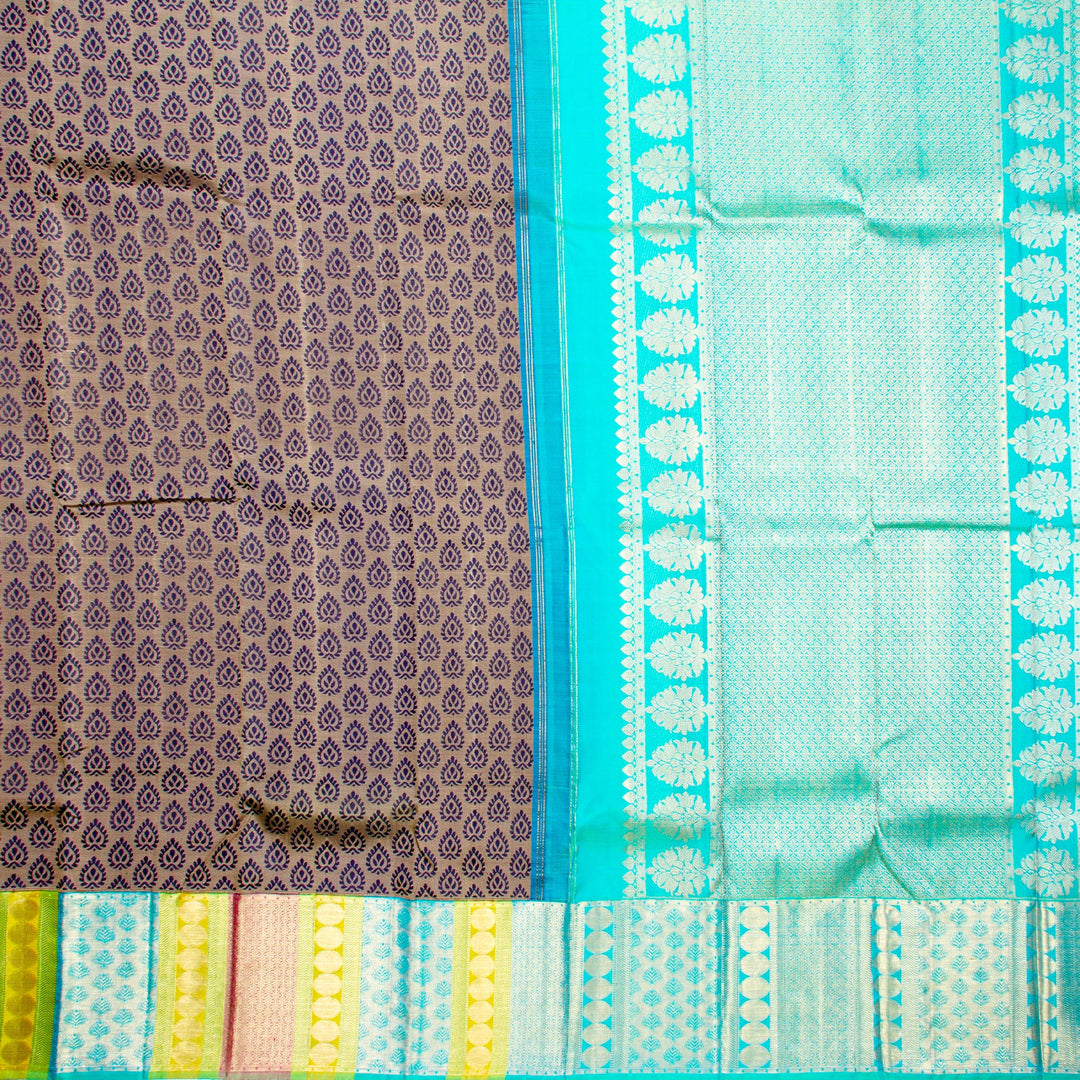 Kuberan Grey Blue Kanchivaram Silk Saree