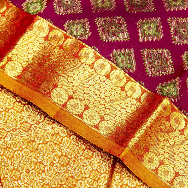 Kuberan Maroon Golden Kanchivaram Silk Saree