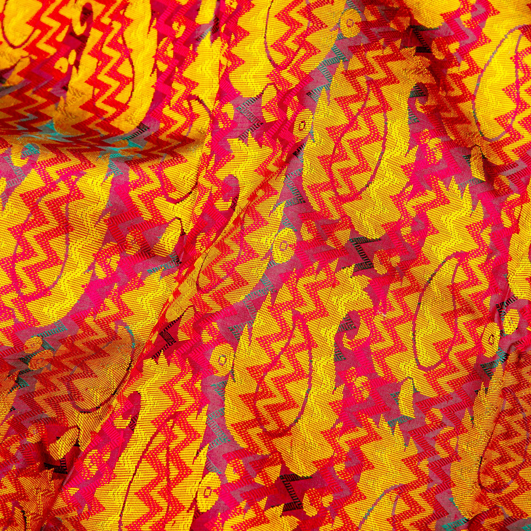Kuberan Orange Yellow Kanchivaram Silk Saree