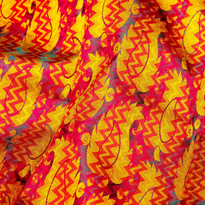 Kuberan Orange Yellow Kanchivaram Silk Saree