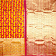 Kuberan Orange Yellow Kanchivaram Silk Saree