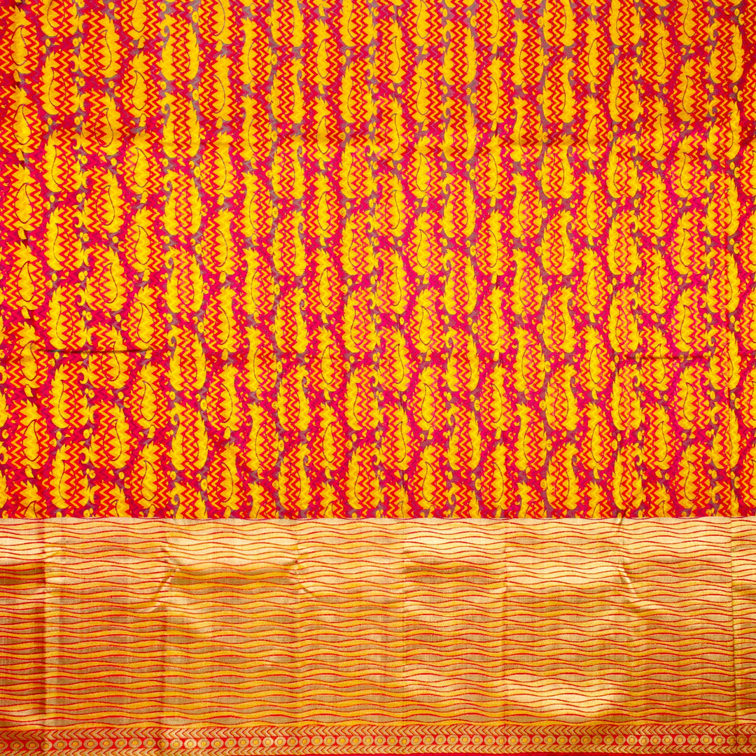 Kuberan Orange Yellow Kanchivaram Silk Saree