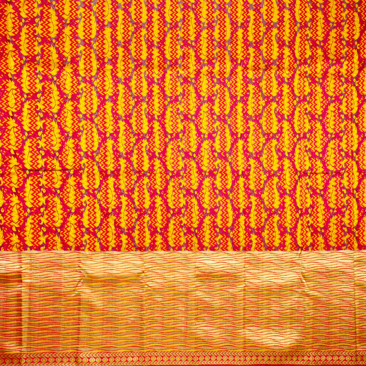 Kuberan Orange Yellow Kanchivaram Silk Saree