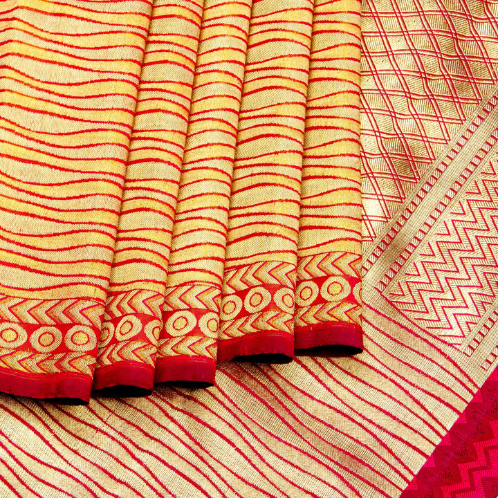 Kuberan Orange Yellow Kanchivaram Silk Saree