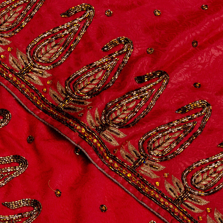 Kuberan Reddish Pink Crepe Saree