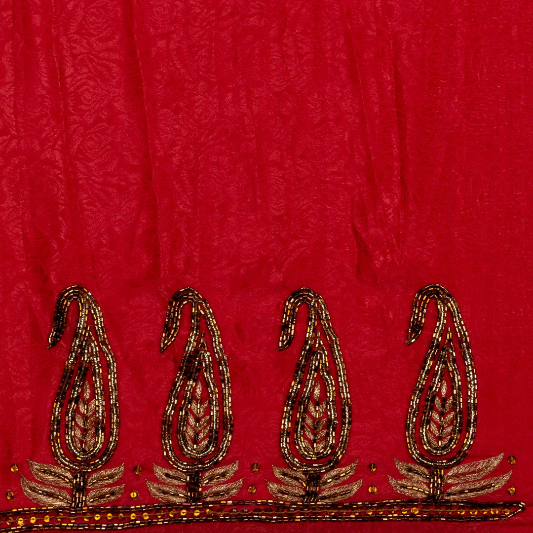 Kuberan Reddish Pink Crepe Saree