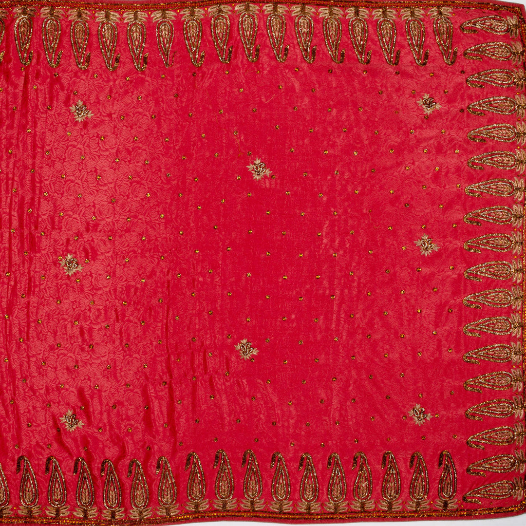 Kuberan Reddish Pink Crepe Saree