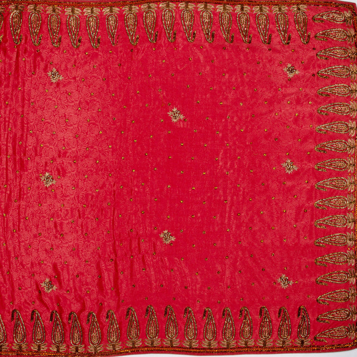 Kuberan Reddish Pink Crepe Saree