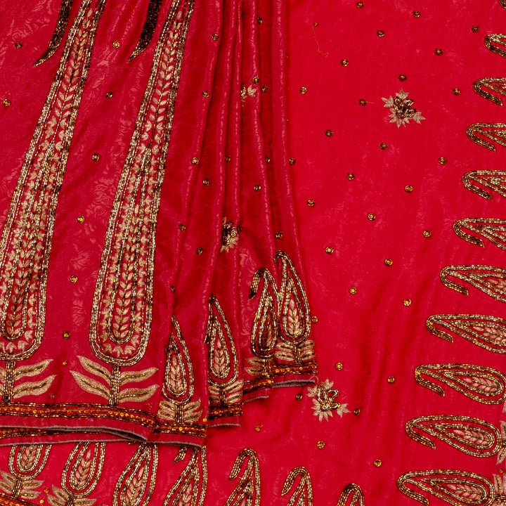 Kuberan Reddish Pink Crepe Saree