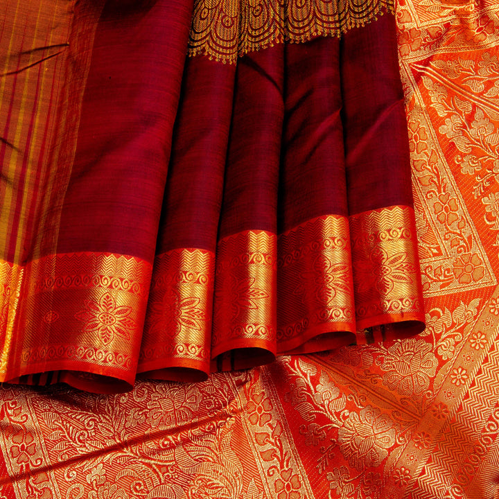 Kuberan Maroon Kanchivaram Silk Saree