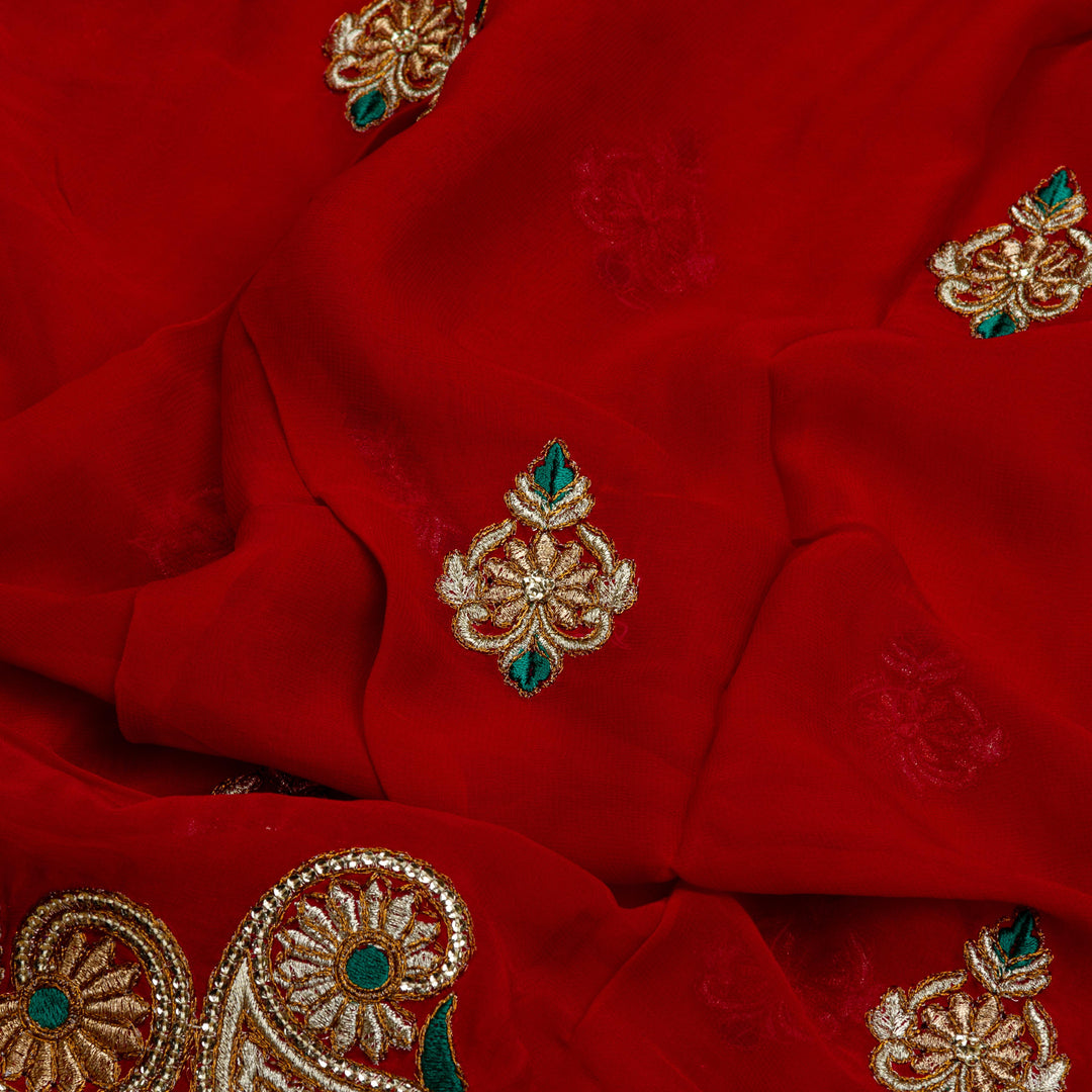 Kuberan Red Georgette Saree
