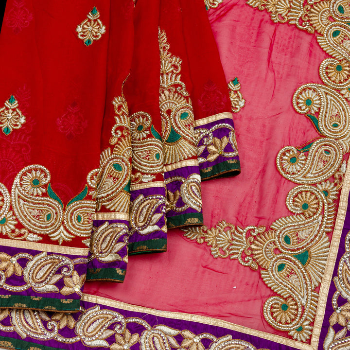 Kuberan Red Georgette Saree