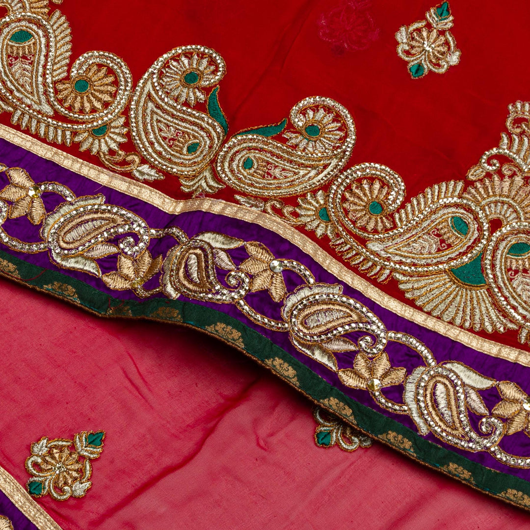 Kuberan Red Georgette Saree