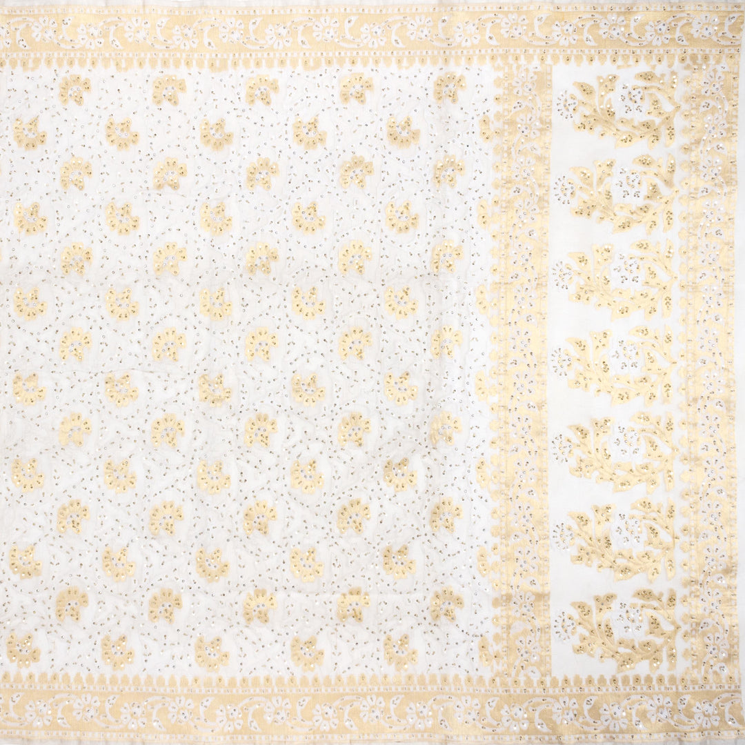 Kuberan White Net Khadi Saree