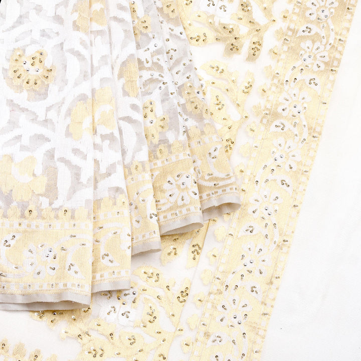 Kuberan White Net Khadi Saree