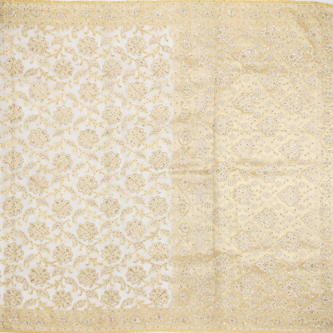 Kuberan White Net Khadi Saree