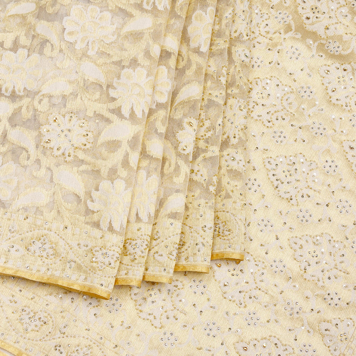 Kuberan White Net Khadi Saree