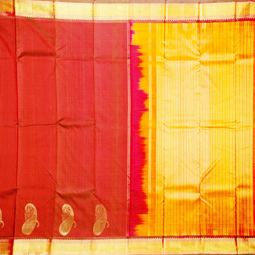 Kuberan Red Golden Kanchivaram Silk Saree