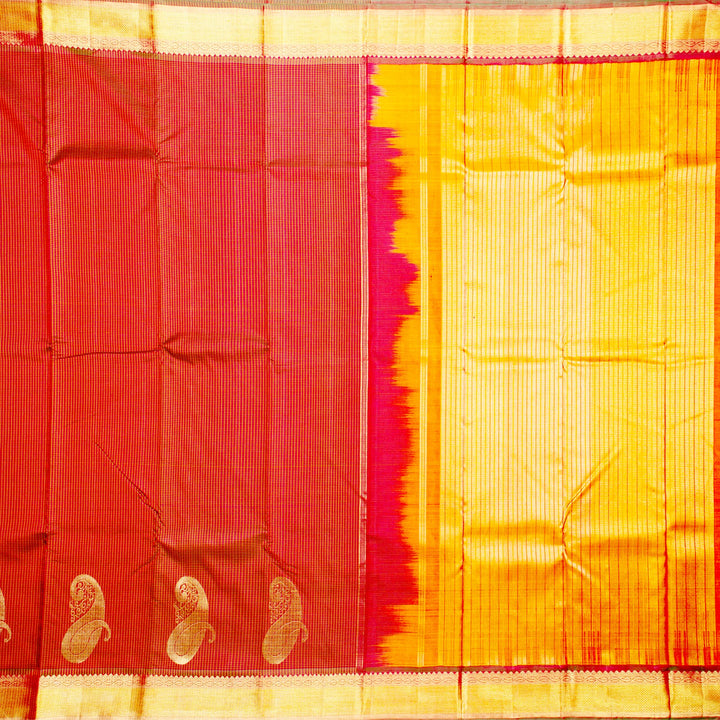 Kuberan Red Golden Kanchivaram Silk Saree