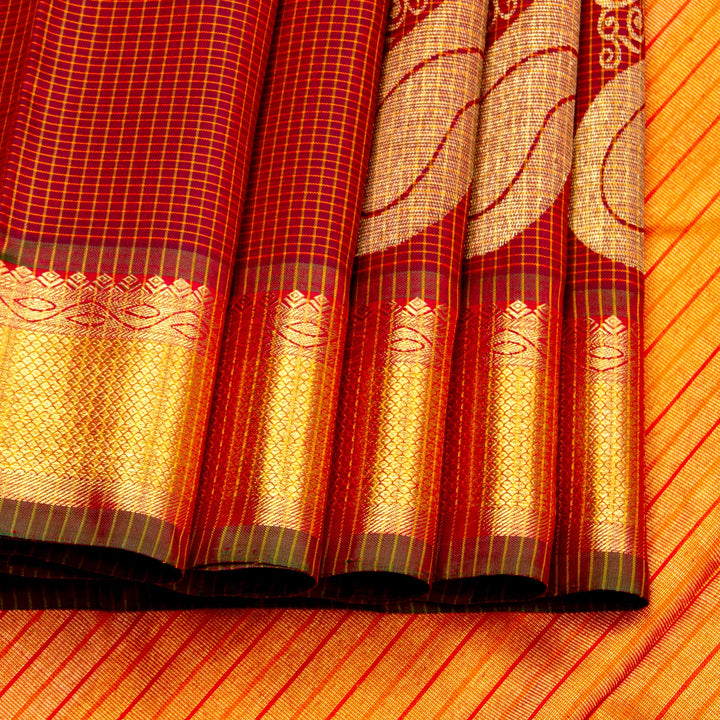 Kuberan Red Golden Kanchivaram Silk Saree