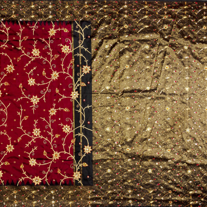 Kuberan Red Maroon Kanchivaram Silk Saree