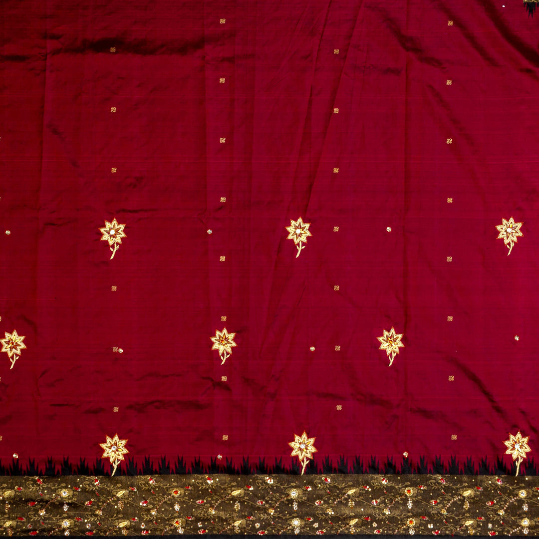 Kuberan Red Maroon Kanchivaram Silk Saree