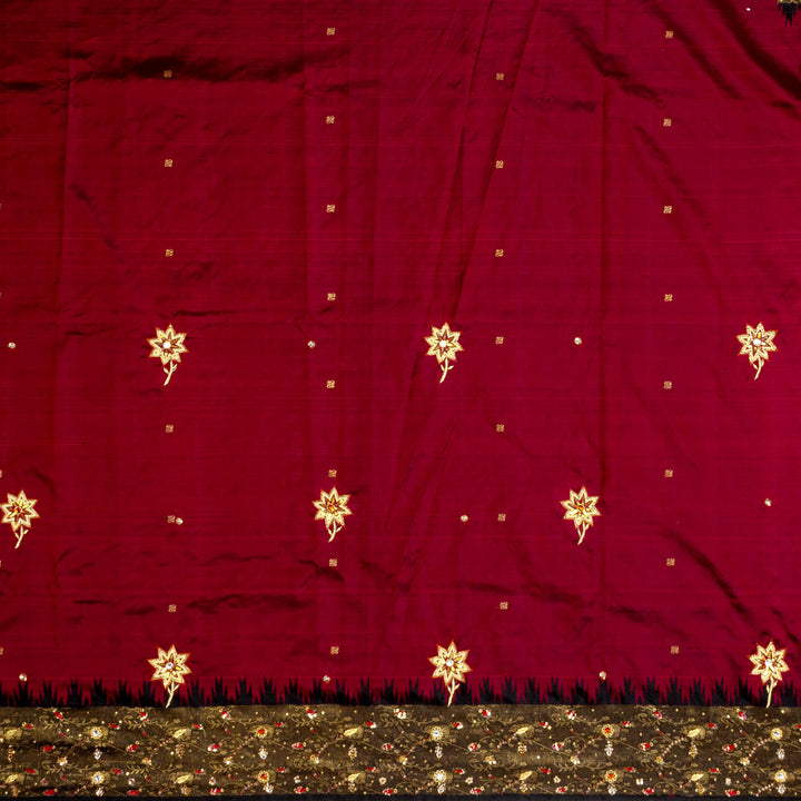 Kuberan Red Maroon Kanchivaram Silk Saree
