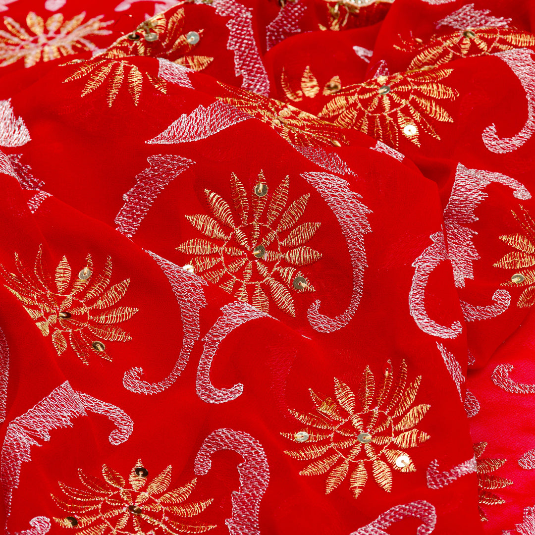 Kuberan Pinkish Red Georgette Saree