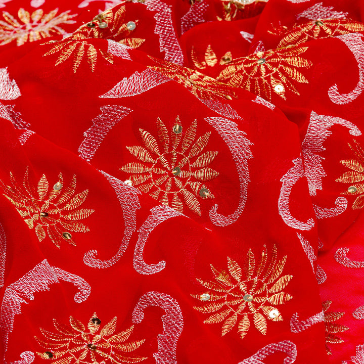 Kuberan Pinkish Red Georgette Saree