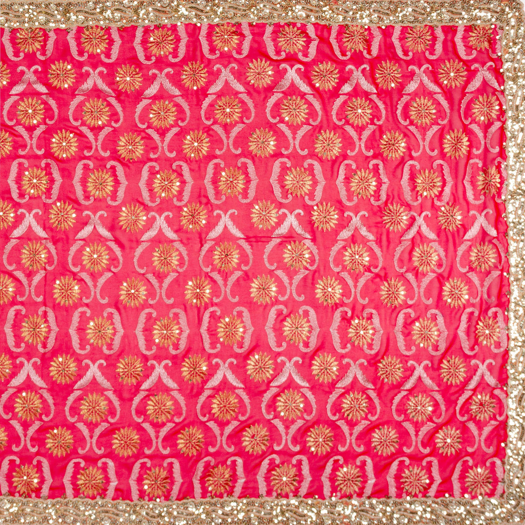 Kuberan Pinkish Red Georgette Saree