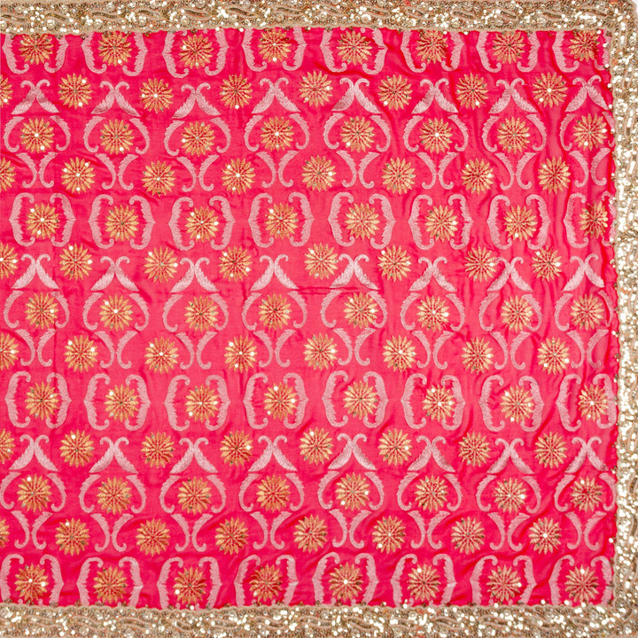 Kuberan Pinkish Red Georgette Saree