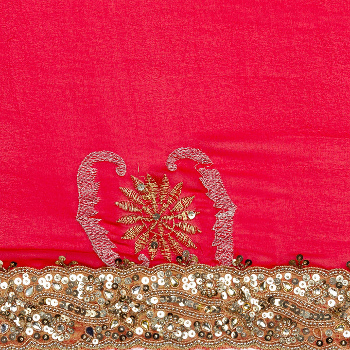Kuberan Pinkish Red Georgette Saree