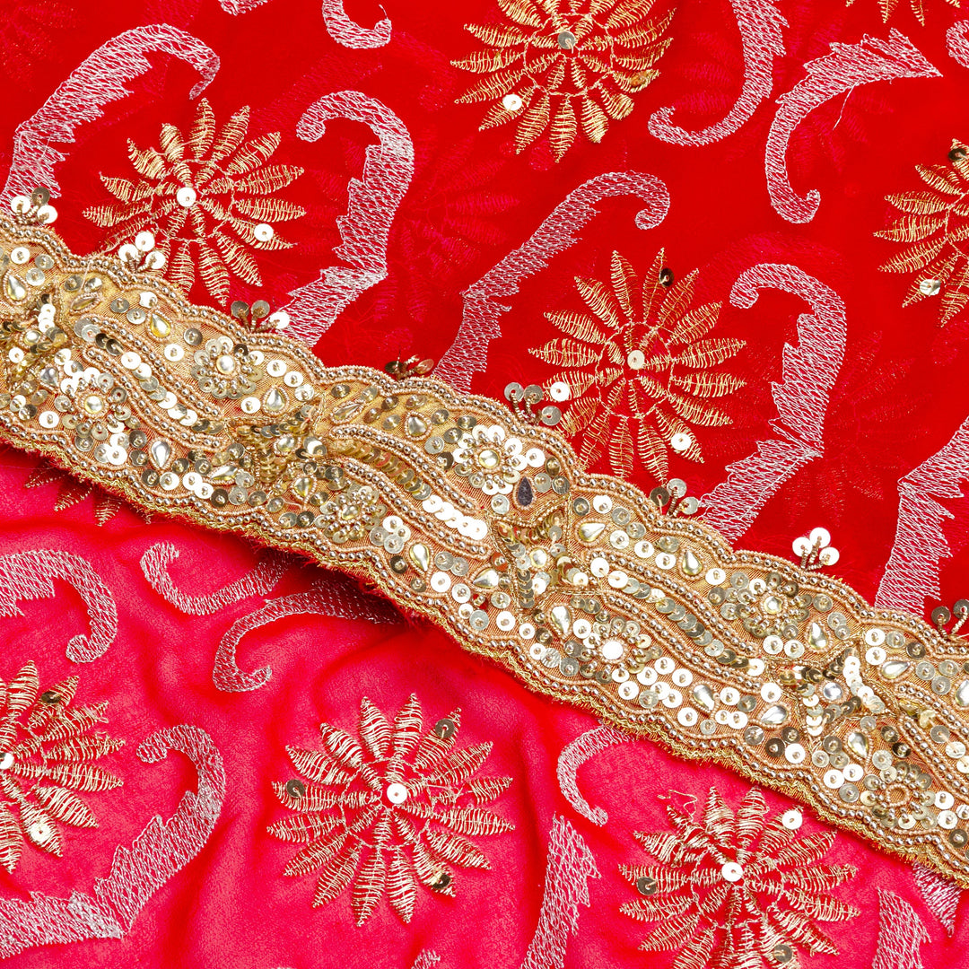 Kuberan Pinkish Red Georgette Saree