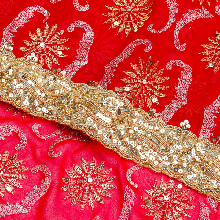 Kuberan Pinkish Red Georgette Saree