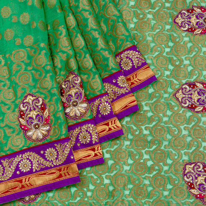 Kuberan Green Georgette Saree