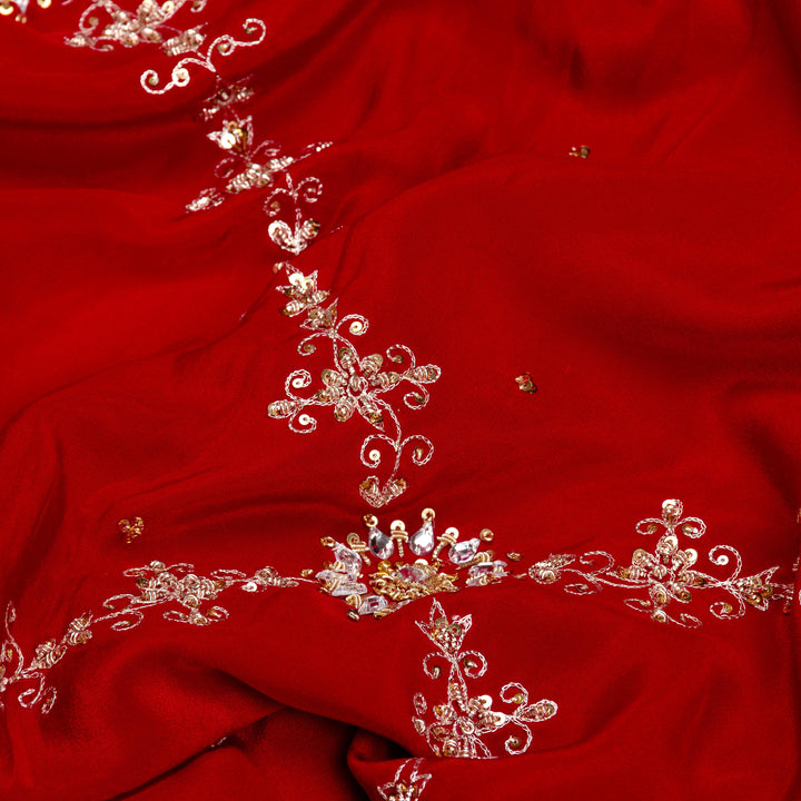 Kuberan Red Crepe Saree