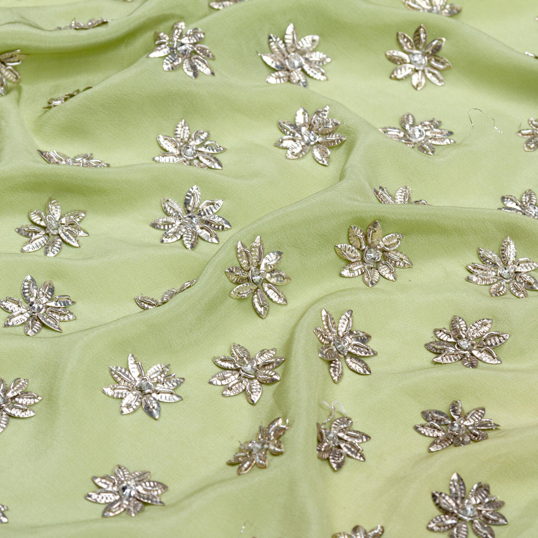 Kuberan Parrot Green Crepe Saree