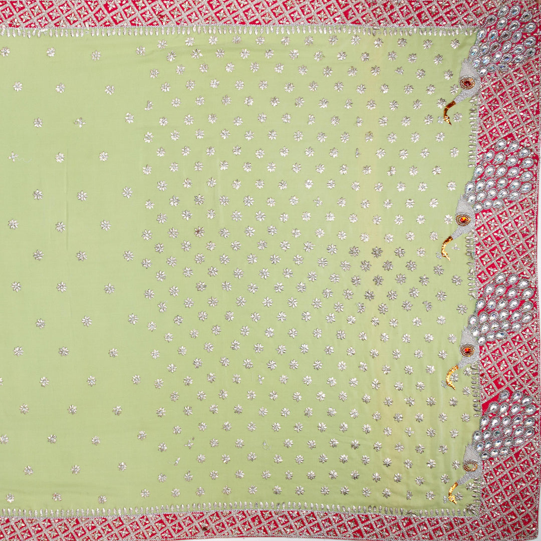 Kuberan Parrot Green Crepe Saree