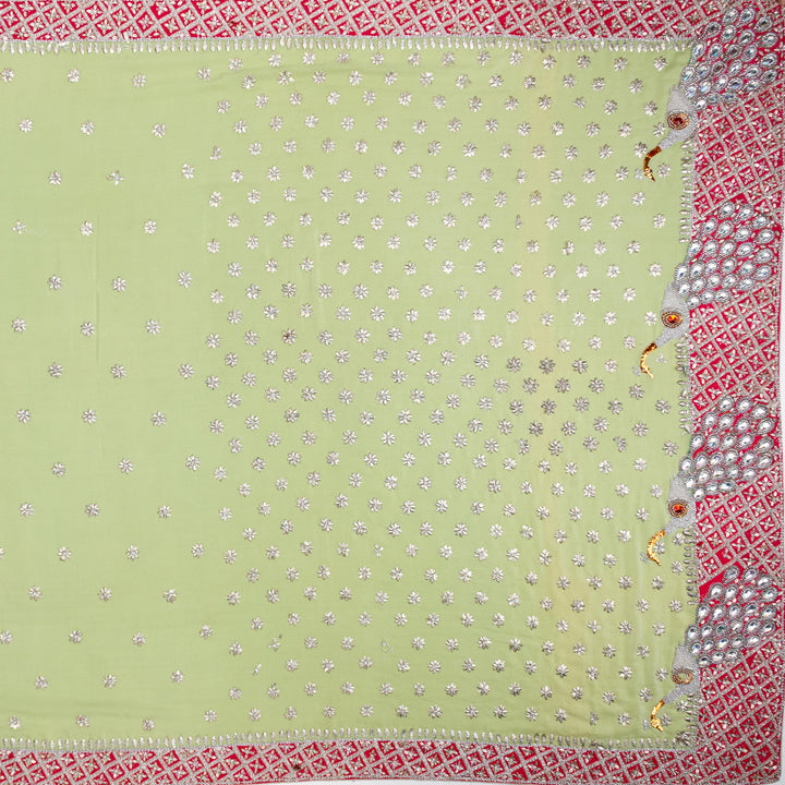 Kuberan Parrot Green Crepe Saree