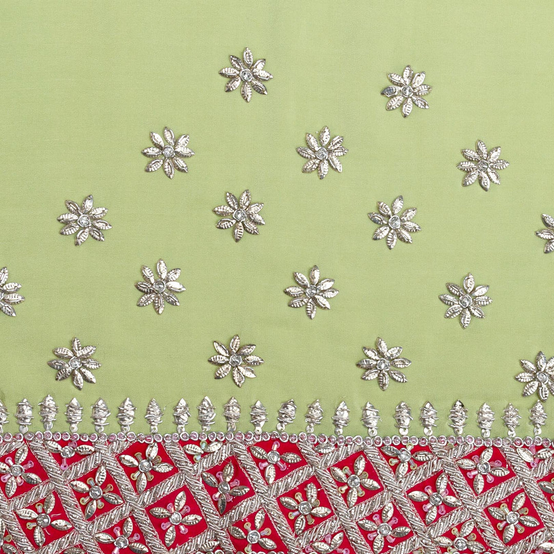 Kuberan Parrot Green Crepe Saree