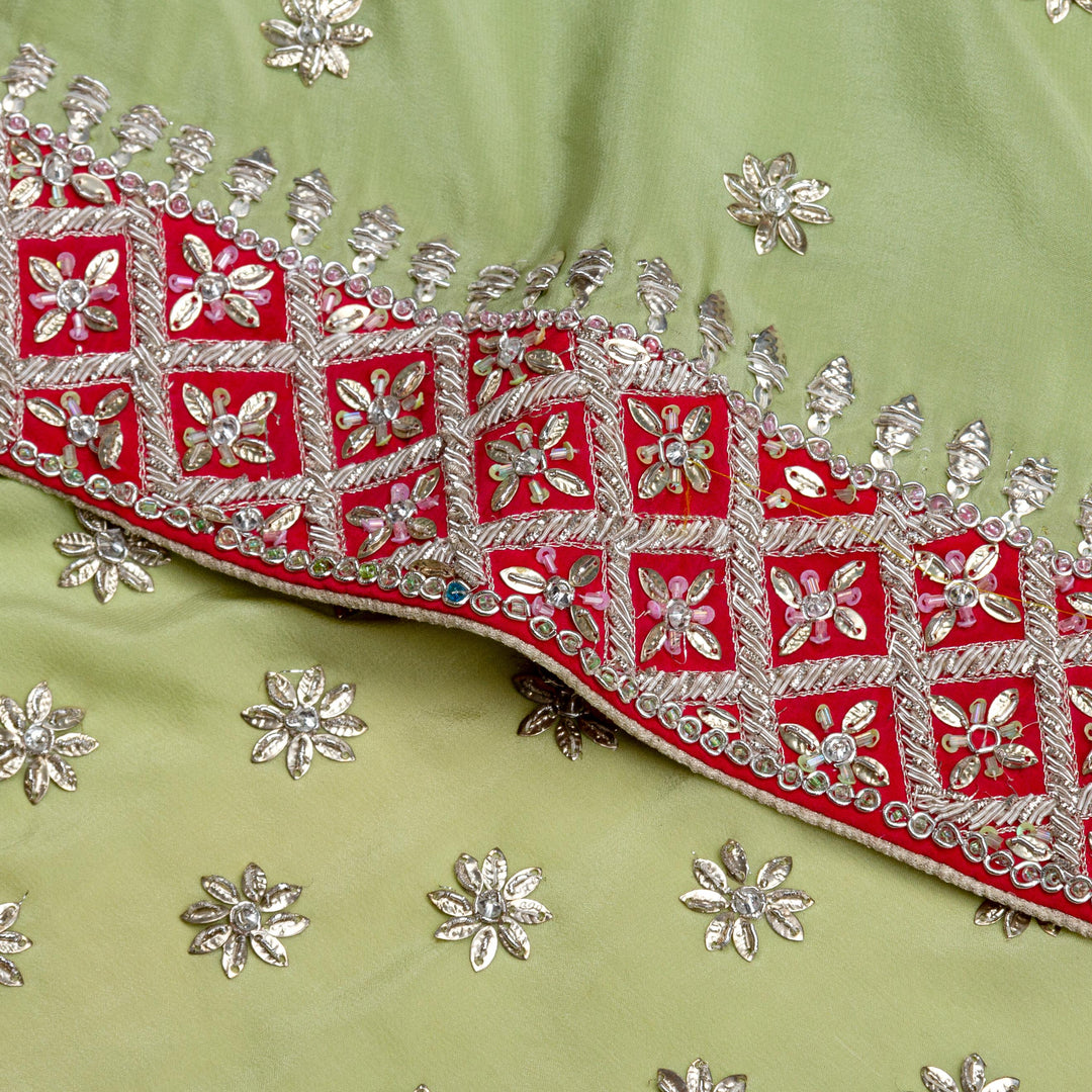 Kuberan Parrot Green Crepe Saree