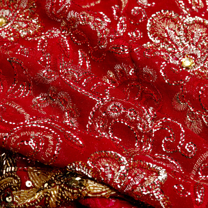 Kuberan Red Georgette Saree