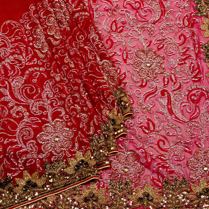 Kuberan Red Georgette Saree