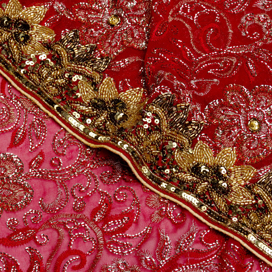 Kuberan Red Georgette Saree