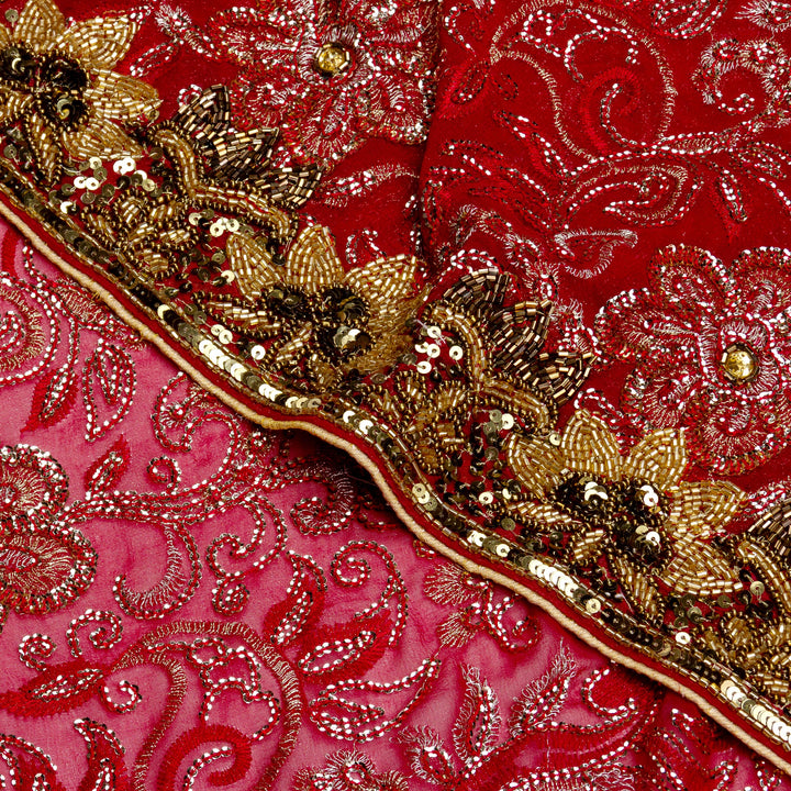 Kuberan Red Georgette Saree