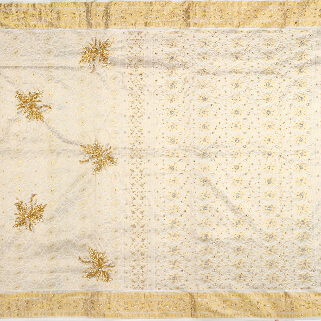 Kuberan White Silk Saree